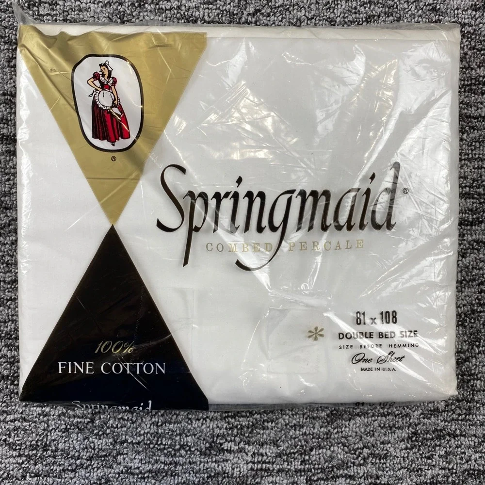 Vintage Springmaid 100 Cotton Percale Double Full Flat Sheet 81x108 NOS USA